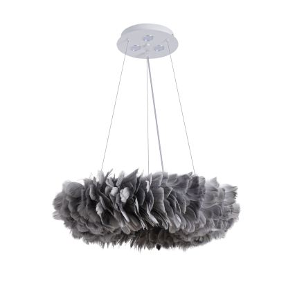 BRILAGI - FEATHER LED-riippuvalaisin vaijerilla, 3 x E27 (maks. 40 W, 230 V) + 3 x LED (3 W), Ø 50 cm, harmaa