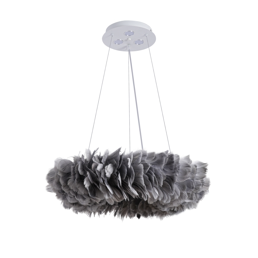 BRILAGI - FEATHER LED-riippuvalaisin vaijerilla, 3 x E27 (maks. 40 W, 230 V) + 3 x LED (3 W), Ø 50 cm, harmaa