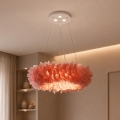 BRILAGI - FEATHER LED-riippuvalaisin vaijerilla, 3 x E27 (max 40 W, 230 V) + 3 x LED 3 W, halkaisija 50 cm, vaaleanpunainen