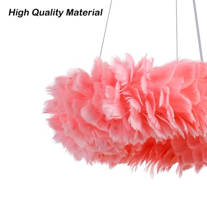BRILAGI - FEATHER LED-riippuvalaisin vaijerilla, 3 x E27 (max 40 W, 230 V) + 3 x LED 3 W, halkaisija 50 cm, vaaleanpunainen