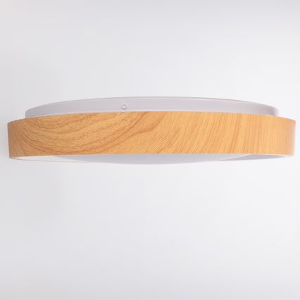 Brilagi - LED-himmennettävä kattovalaisin FLOCO LED/48W/230V halkaisija 40 cm puukuosi/valkoinen + kaukosäädin