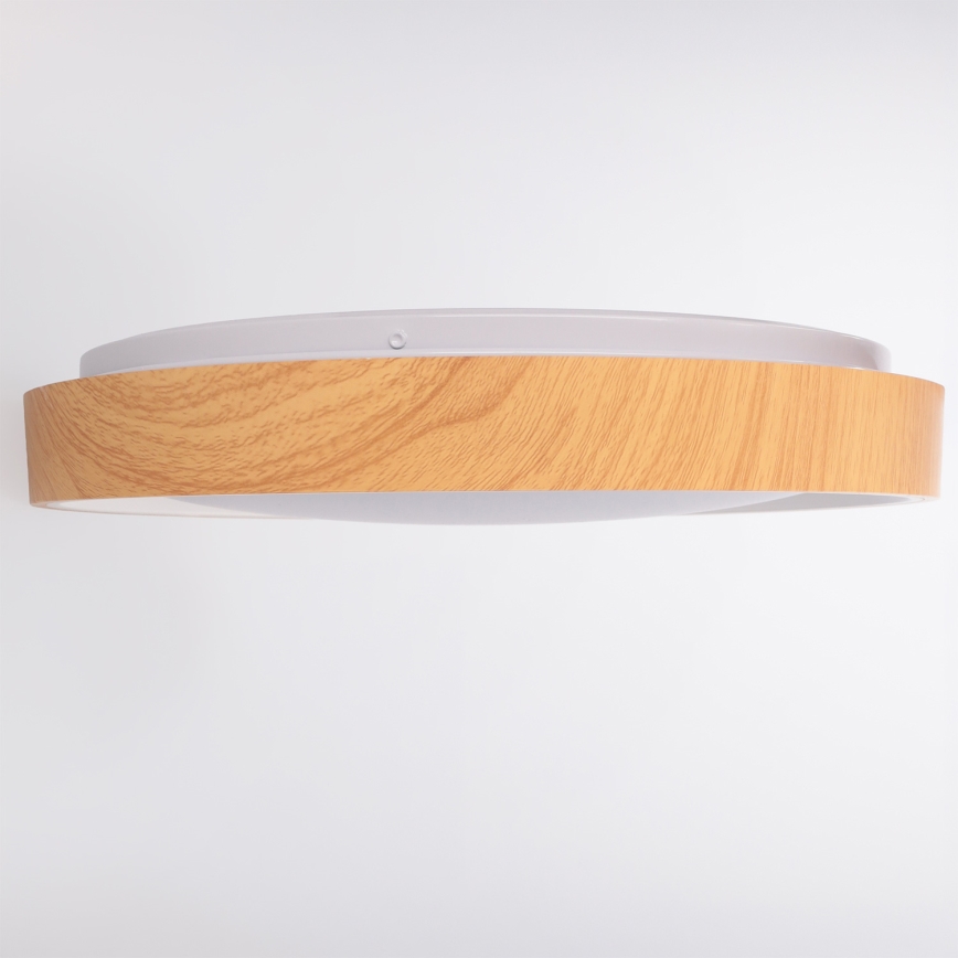 Brilagi - LED-himmennettävä kattovalaisin FLOCO LED/48W/230V halkaisija 40 cm puukuosi/valkoinen + kaukosäädin