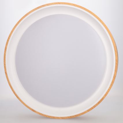 Brilagi - LED-himmennettävä kattovalaisin FLOCO LED/48W/230V halkaisija 40 cm puukuosi/valkoinen + kaukosäädin