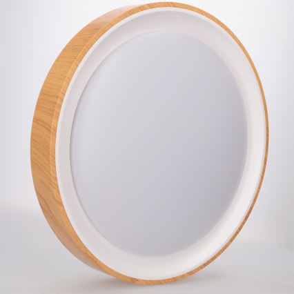 Brilagi - LED-himmennettävä kattovalaisin FLOCO LED/48W/230V halkaisija 40 cm puukuosi/valkoinen + kaukosäädin