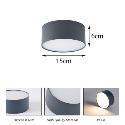 Brilagi - LED-kylpyhuoneen kattovalaisin FORIS LED/20W/230V Ø 15 cm antrasiitti IP44
