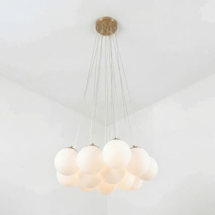 Brilagi - GLOBE-riippuvalaisin vaijerilla 15xE14/15W/230V valkoinen