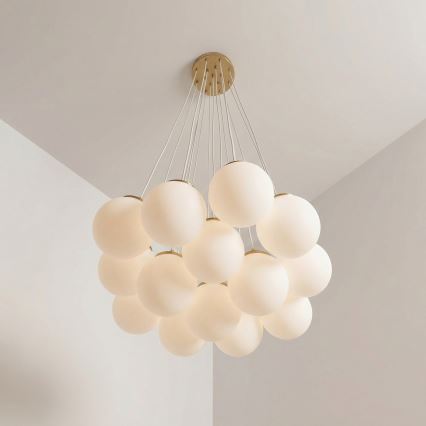 Brilagi - GLOBE-riippuvalaisin vaijerilla 15xE14/15W/230V valkoinen