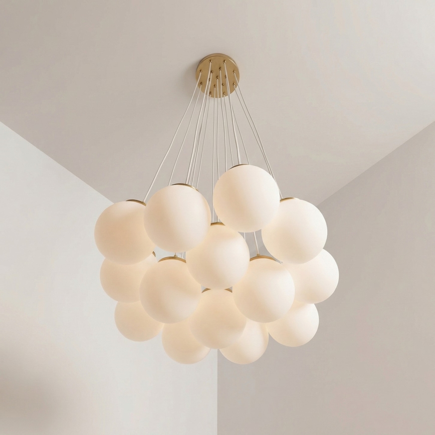 Brilagi - GLOBE-riippuvalaisin vaijerilla 15xE14/15W/230V valkoinen