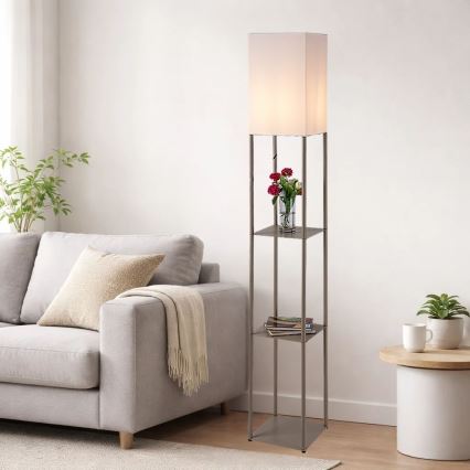 Brilagi - GRADUS hyllyillä varustettu lattiavalaisin 1xE27/40W/230V 150 cm harmaa/beige