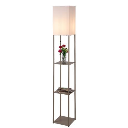 Brilagi - GRADUS hyllyillä varustettu lattiavalaisin 1xE27/40W/230V 150 cm harmaa/beige