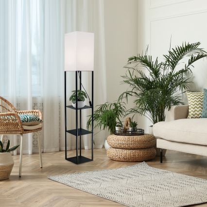 Brilagi - GRADUS lattiavalaisin hyllyillä 1xE27/40W/230V 150 cm musta/valkoinen