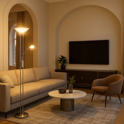 Brilagi - Himennettävä lattiavalaisin SCARLETT 1xR7s/230W/230V + 1xG9/40W mattakromi