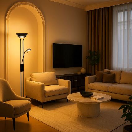 Brilagi - Himennettävä lattiavalaisin SCARLETT 1xR7s/230W/230V + 1xG9/40W musta