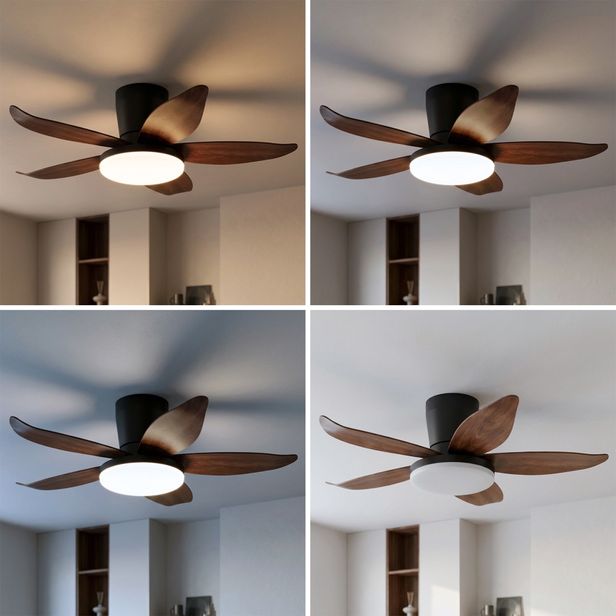 Brilagi - Himennettävä LED-kattotuuletin 32 W / 230 V, 95 cm, musta/ruskea + kaukosäädin
