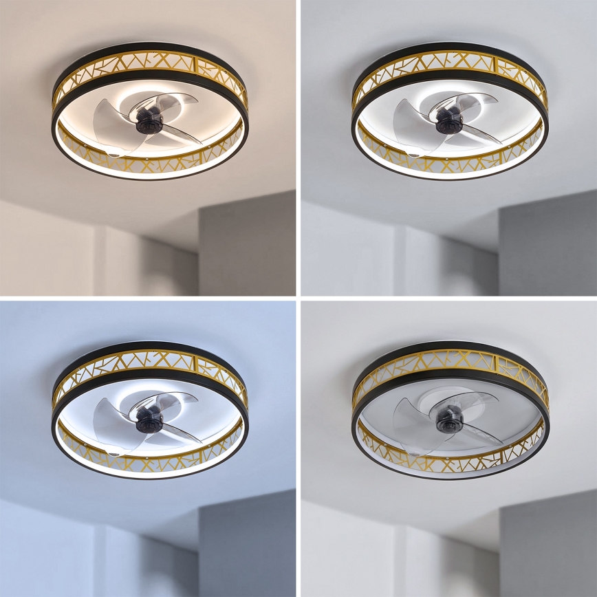 Brilagi - LED-himmennettävä kattotuuletin LED/34W/230V 50 cm musta/kulta + kaukosäädin