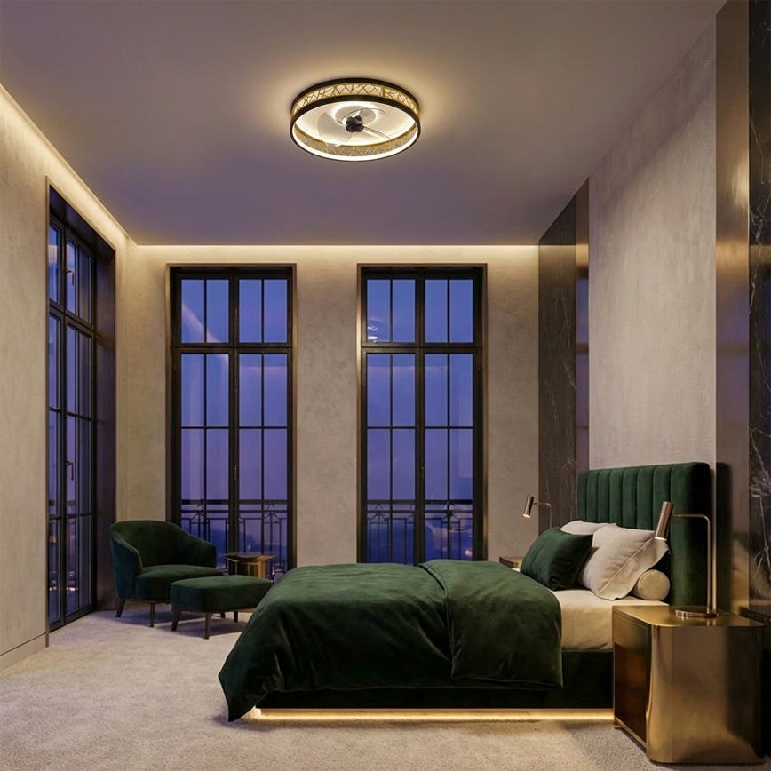 Brilagi - LED-himmennettävä kattotuuletin LED/34W/230V 50 cm musta/kulta + kaukosäädin