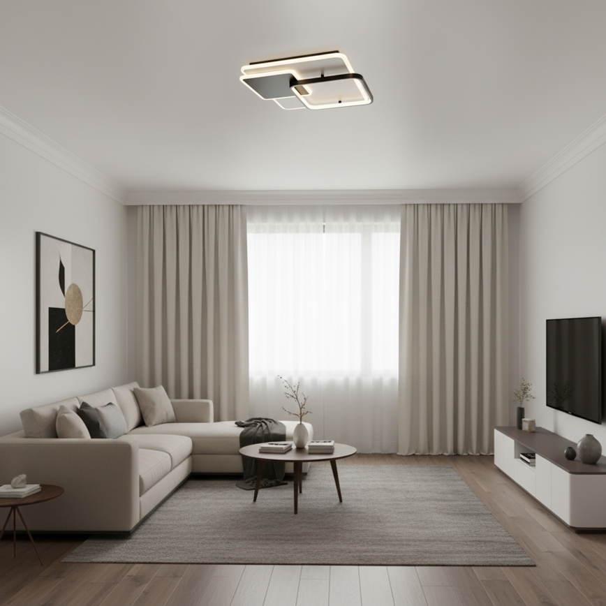 BRILAGI - LED-himmennettävä kattovalaisin FLARE LED/64W/230V 3000-6000K 45x45 cm valkoinen/musta + kaukosäädin