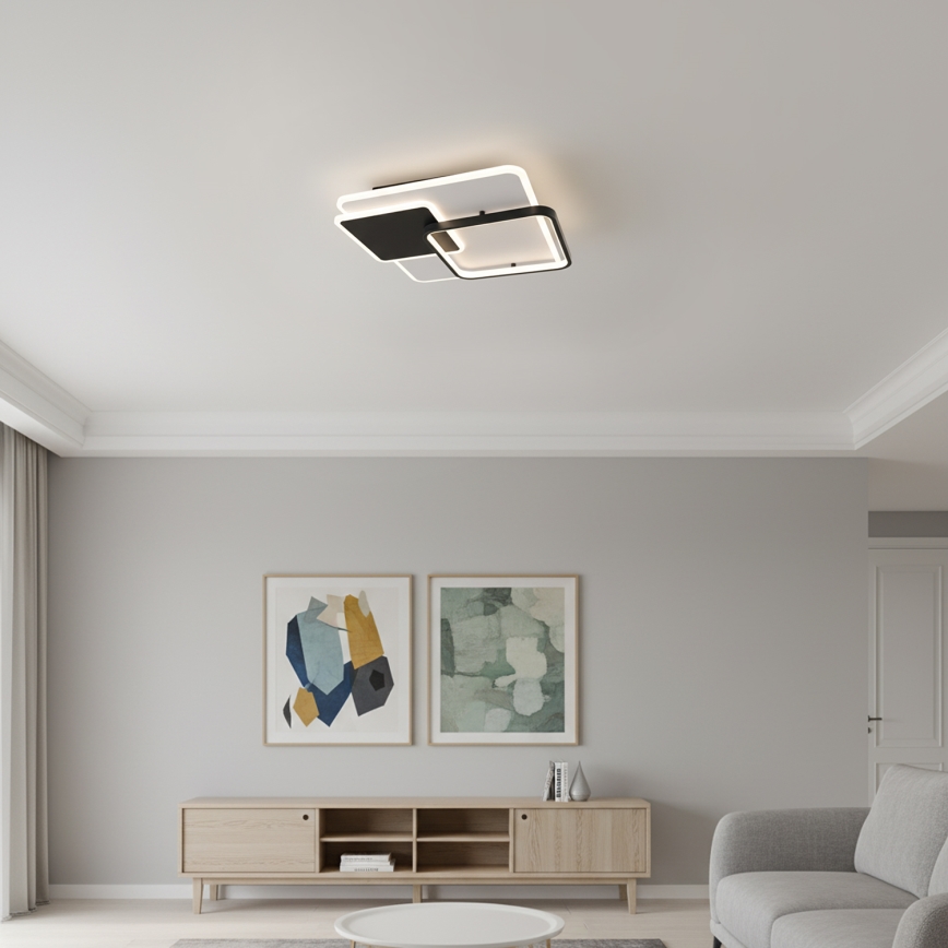 BRILAGI - LED-himmennettävä kattovalaisin FLARE LED/64W/230V 3000-6000K 45x45 cm valkoinen/musta + kaukosäädin