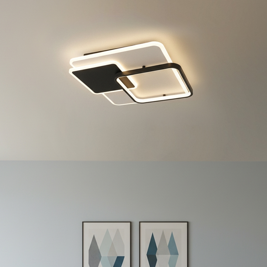 BRILAGI - LED-himmennettävä kattovalaisin FLARE LED/64W/230V 3000-6000K 45x45 cm valkoinen/musta + kaukosäädin