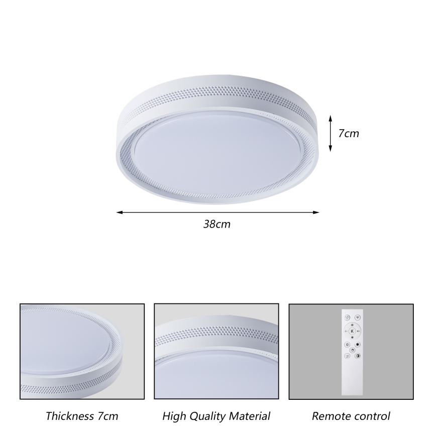 Brilagi - LED-himmennettävä kattovalaisin KREON LED/54W/230V 3000-6000K valkoinen, halkaisija 38 cm + kaukosäädin