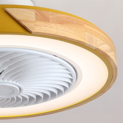 Brilagi - LED-himennettävä kattovalaisin tuulettimella LED/38W/230V 3000-6500K 3000-6500K halkaisija 50 cm kulta/tammi + kaukosäädin