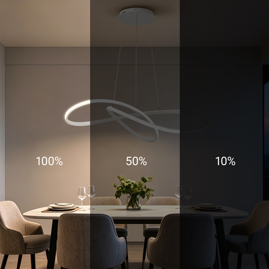 Brilagi - LED-himmennettävä riippuvalaisin vaijerilla INFINITY LED/80W/230V 3000-6000K 80x80 cm valkoinen + kaukosäädin