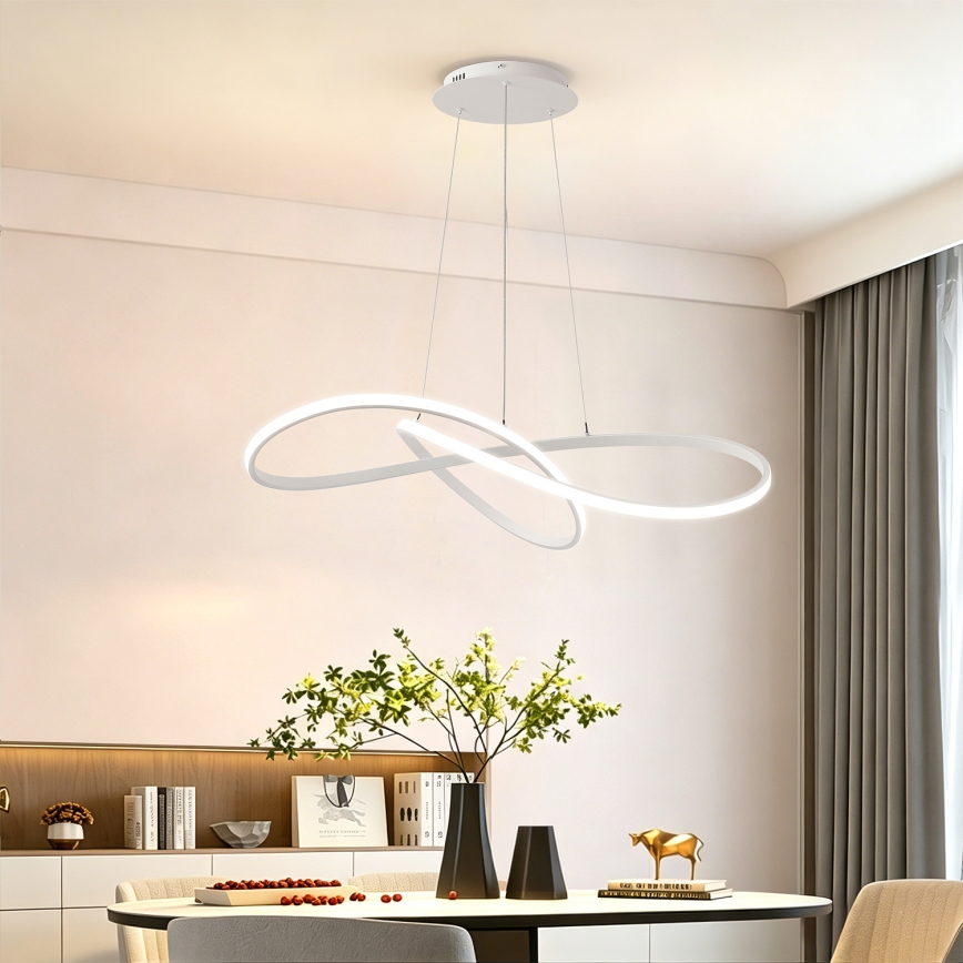 Brilagi - LED-himmennettävä riippuvalaisin vaijerilla INFINITY LED/80W/230V 3000-6000K 80x80 cm valkoinen + kaukosäädin