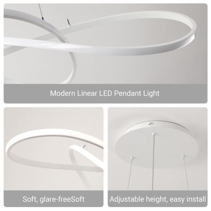 Brilagi - LED-himmennettävä riippuvalaisin vaijerilla INFINITY LED/80W/230V 3000-6000K 80x80 cm valkoinen + kaukosäädin