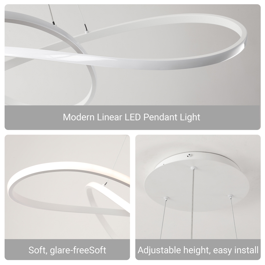 Brilagi - LED-himmennettävä riippuvalaisin vaijerilla INFINITY LED/80W/230V 3000-6000K 80x80 cm valkoinen + kaukosäädin