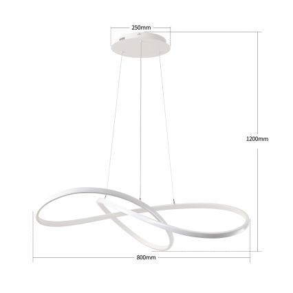 Brilagi - LED-himmennettävä riippuvalaisin vaijerilla INFINITY LED/80W/230V 3000-6000K 80x80 cm valkoinen + kaukosäädin