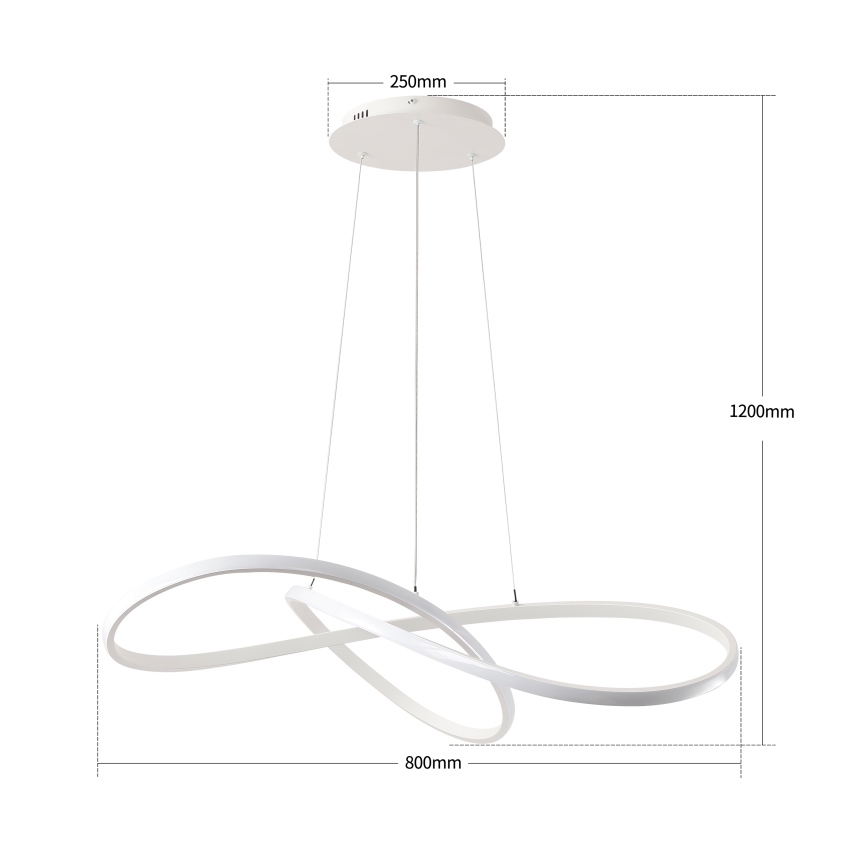 Brilagi - LED-himmennettävä riippuvalaisin vaijerilla INFINITY LED/80W/230V 3000-6000K 80x80 cm valkoinen + kaukosäädin