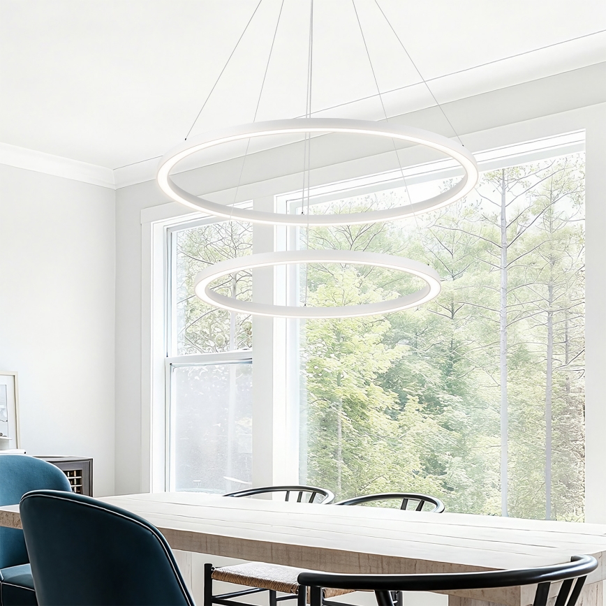 Brilagi - PORTOFINO LED-himmennettävä riippuvalaisin vaijerilla, 98 W, 230 V, 3000–6000 K, ø 80 cm, valkoinen + kaukosäädin