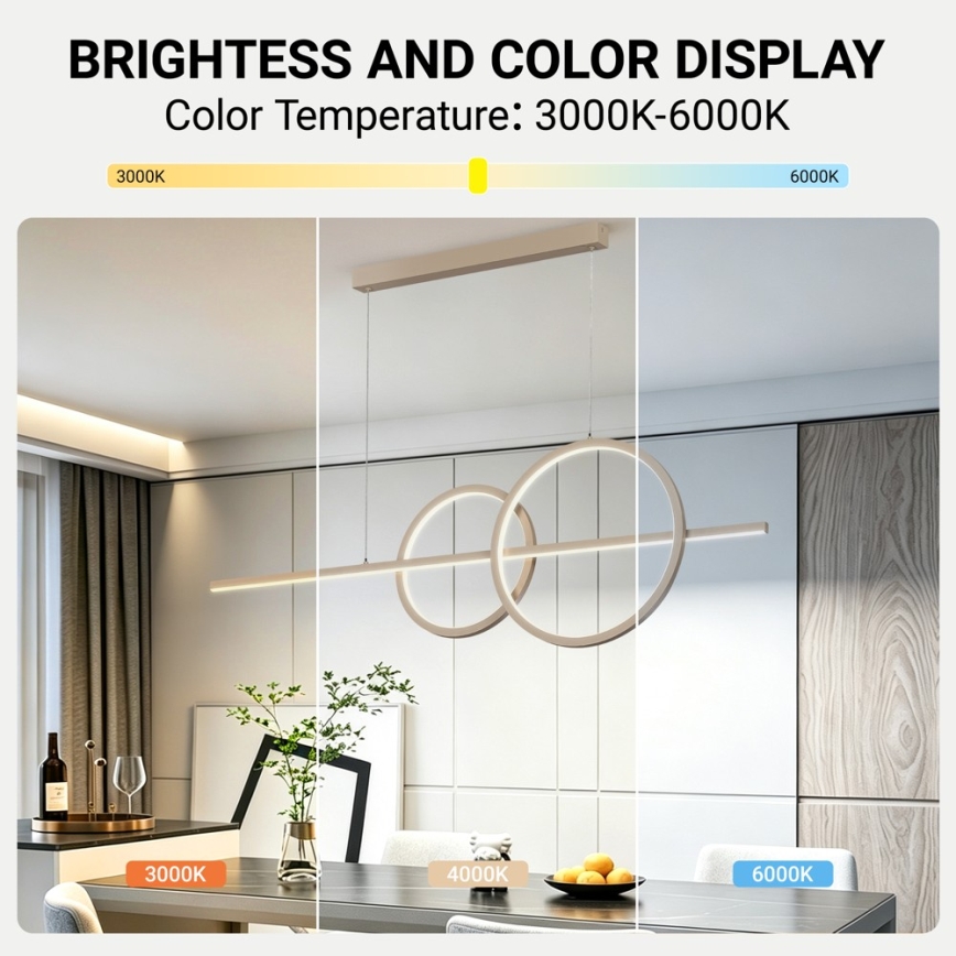 BRILAGI - Himennettävä LED-riippuvalaisin kaapelilla SIGNATURE LED/53W/230V 3000-6000K 120 cm beige+ kaukosäädin