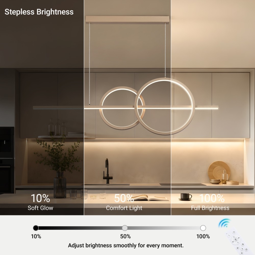 BRILAGI - Himennettävä LED-riippuvalaisin kaapelilla SIGNATURE LED/53W/230V 3000-6000K 120 cm beige+ kaukosäädin