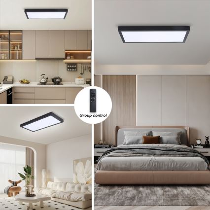 Brilagi - Himennettävä LED-kattovalaisin kylpyhuoneeseen FRAME SMART LED/30W/230V 30x60 cm 3000-6000K IP44 musta + kaukosäädin