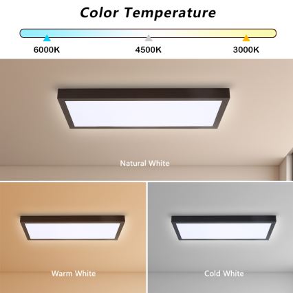 Brilagi - Himennettävä LED-kattovalaisin kylpyhuoneeseen FRAME SMART LED/30W/230V 30x60 cm 3000-6000K IP44 musta + kaukosäädin