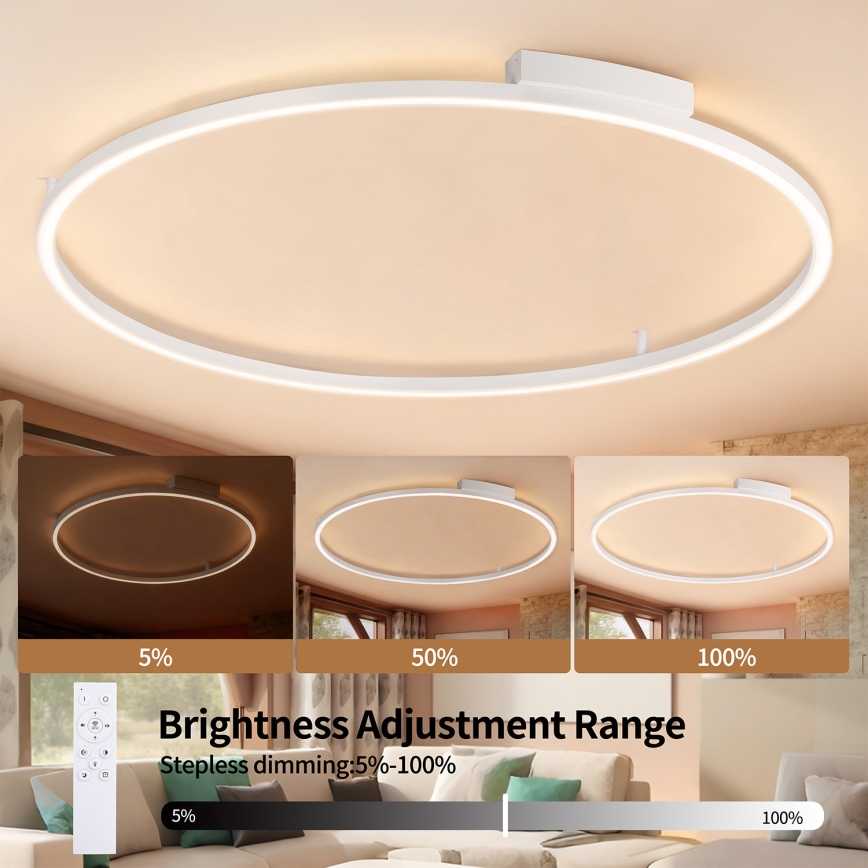 Brilagi - Himmennettävä LED-kattovalaisin PORTOFINO LED/85W/230V 3000-6000K halkaisija 120 cm valkoinen + kaukosäädin