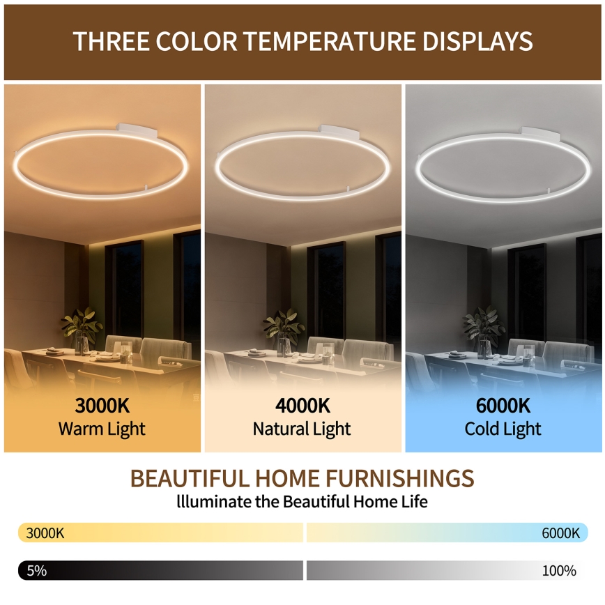 Brilagi - Himmennettävä LED-kattovalaisin PORTOFINO LED/85W/230V 3000-6000K halkaisija 120 cm valkoinen + kaukosäädin