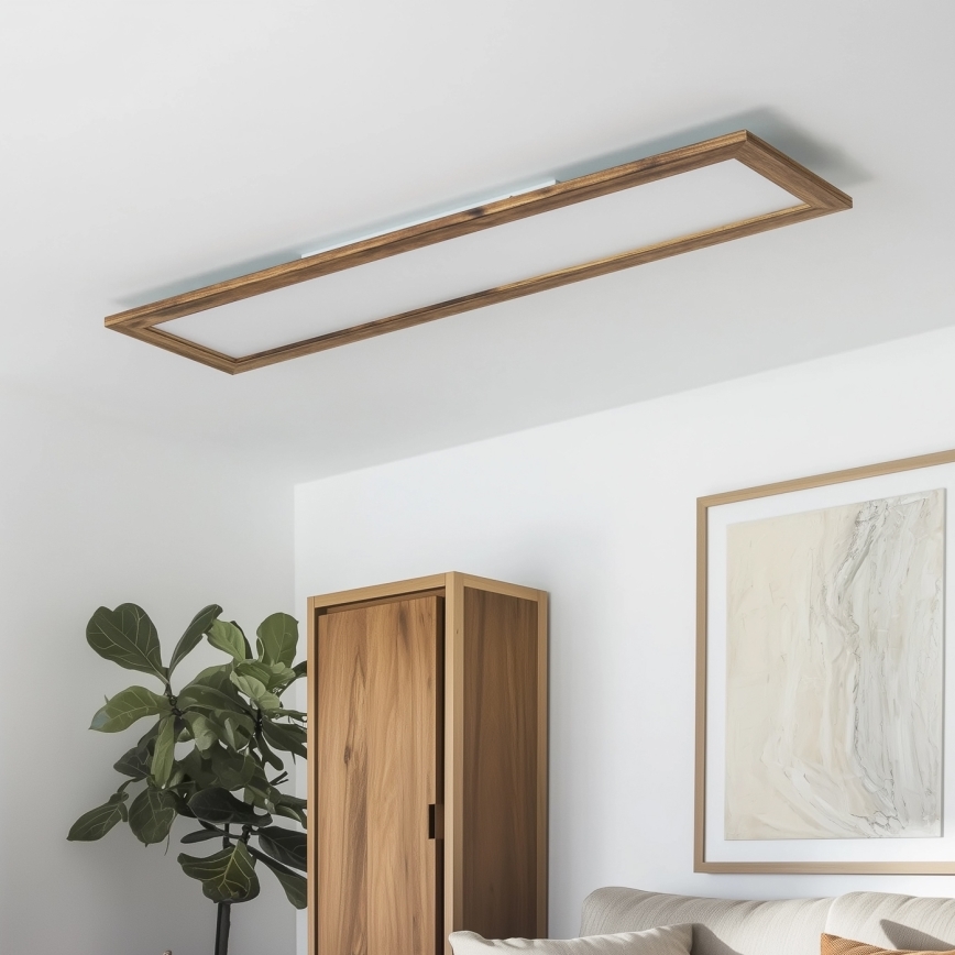 Brilagi - Himmennettävä LED-kattovalaisin SLIMFRAME WOOD LED/58W/230V 124x33,7 cm 3000-6000K ruskea + kaukosäädin