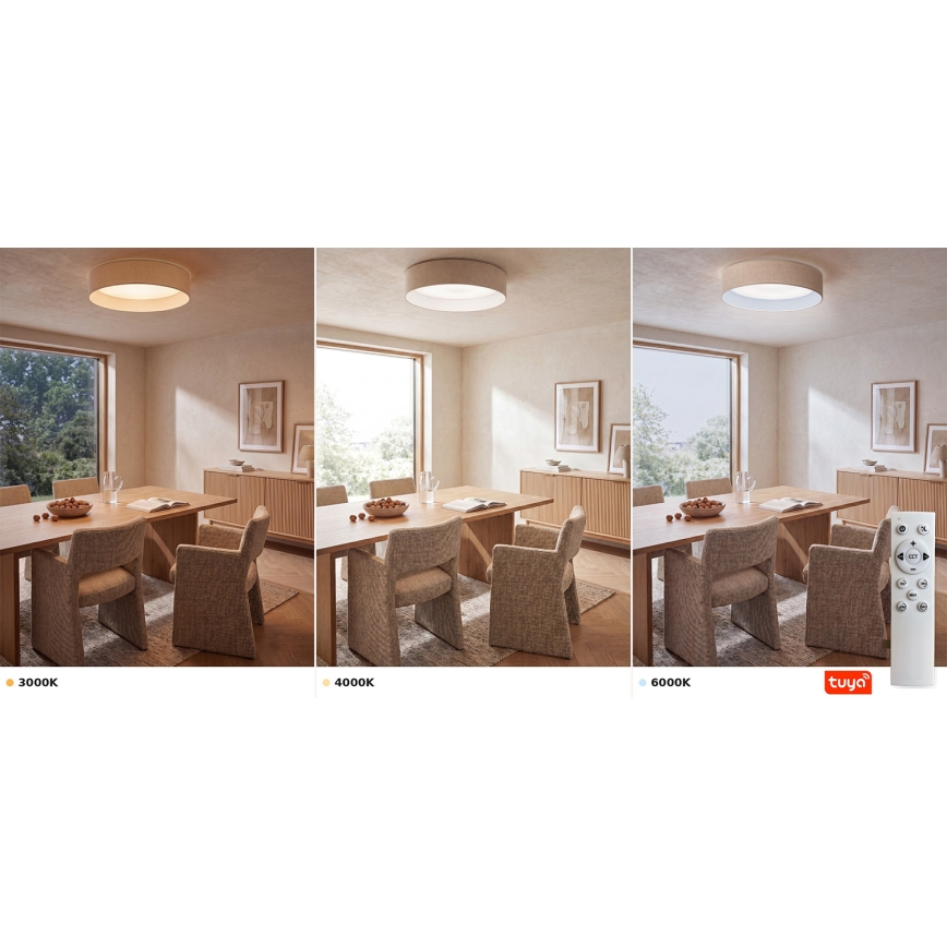 BRILAGI - VELVET SMARTIX LED-himmennettävä kattovalaisin LED/36W/230V 3000-6000K halkaisija 55 cm kermanvärinen Wi-Fi Tuya Beacon + kaukosäädin
