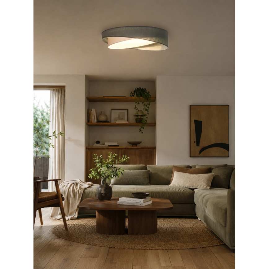 BRILAGI - LED himmennettävä kattovalaisin VELVET TWIST LED/36W/230V 3000-6000K Ø 65 cm Wi-Fi Tuya Beacon vihreä/valkoinen + kaukosäädin