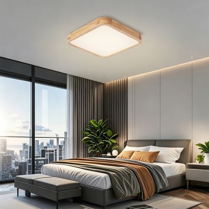 BRILAGI - LED-himmennettävä kattovalaisin WOODLINE SQUARE LED/48W/230V 3000-6000K tammi 40x40 cm + kaukosäädin