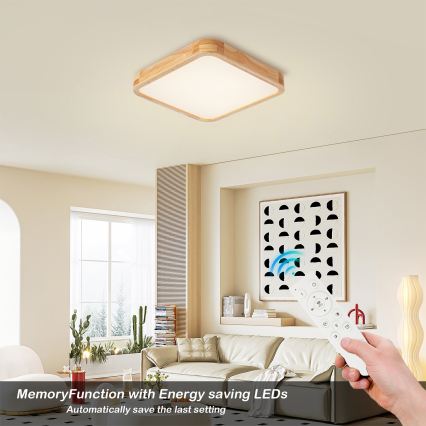 BRILAGI - LED-himmennettävä kattovalaisin WOODLINE SQUARE LED/48W/230V 3000-6000K tammi 40x40 cm + kaukosäädin