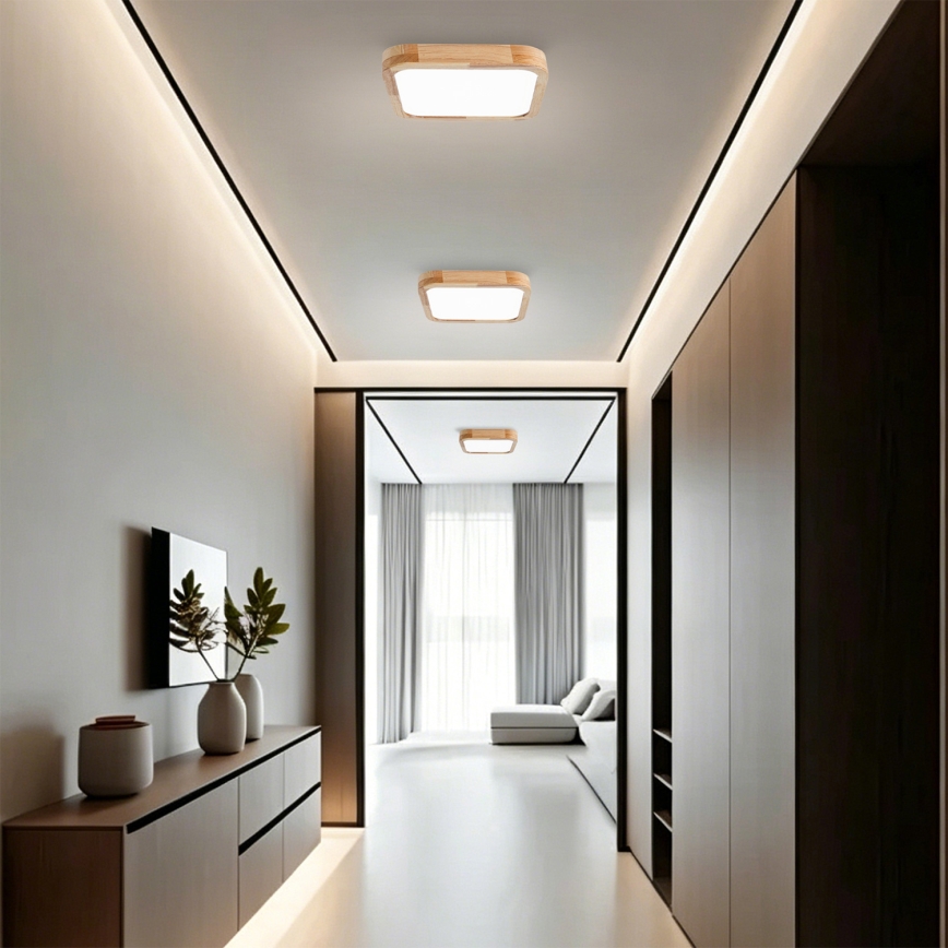 BRILAGI - LED-himmennettävä kattovalaisin WOODLINE SQUARE LED/48W/230V 3000-6000K tammi 40x40 cm + kaukosäädin