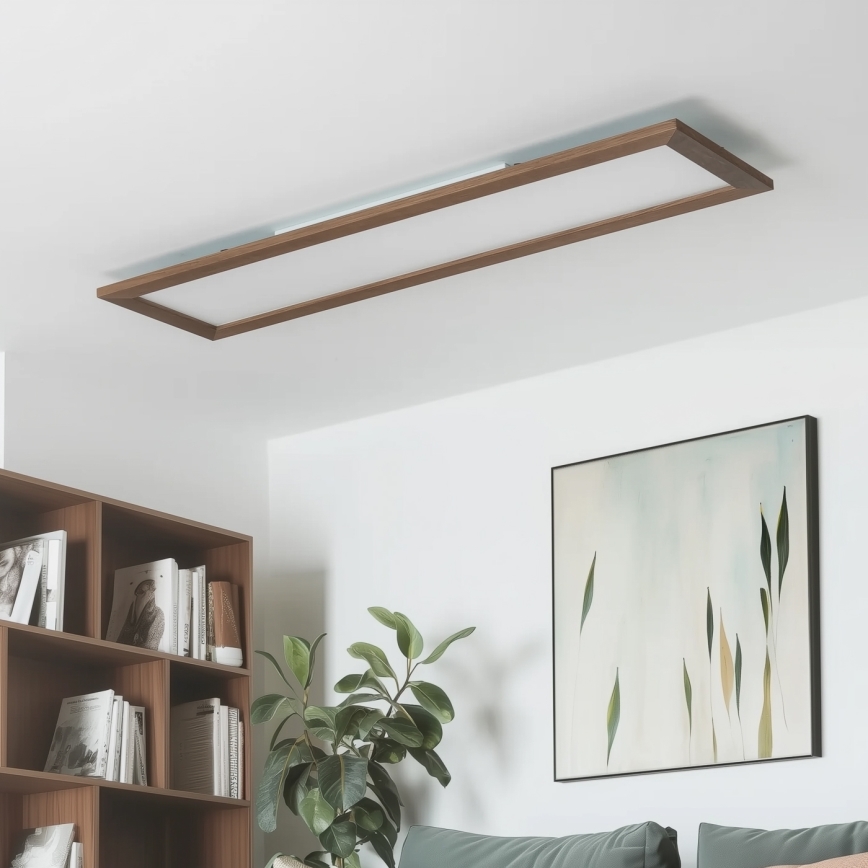 Brilagi - LED-himmennettävä kattovalaisin SLIMFRAME WOOD LED/58W/230V 124x34 cm 3000-6000K tummanruskea + kaukosäädin