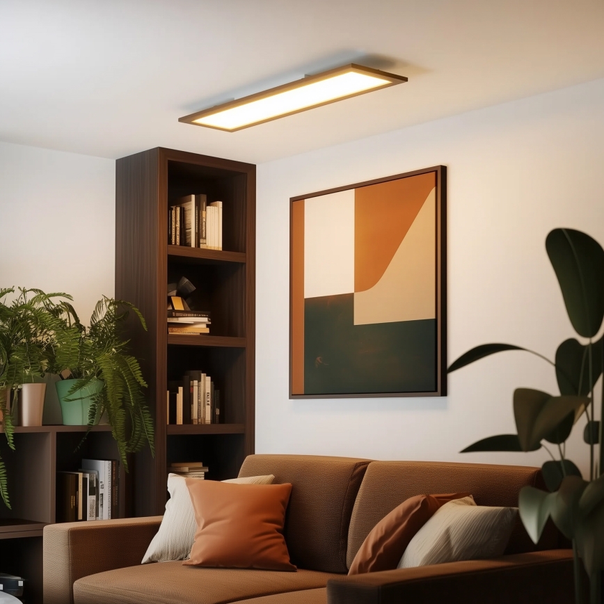 Brilagi - LED-himmennettävä kattovalaisin SLIMFRAME WOOD LED/58W/230V 124x34 cm 3000-6000K tummanruskea + kaukosäädin