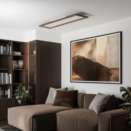 Brilagi - LED-himmennettävä kattovalaisin SLIMFRAME WOOD LED/58W/230V 124x34 cm 3000-6000K tummanruskea + kaukosäädin