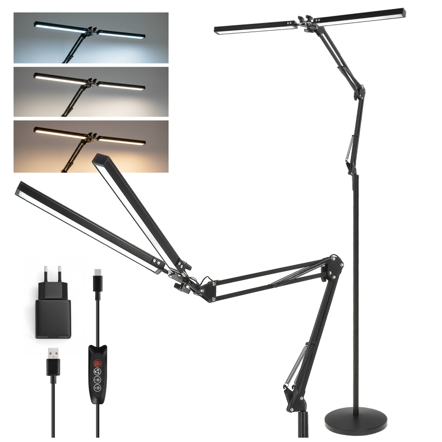 BRILAGI - LED himmennettävä joustava lattiavalaisin VARIO LED/14W/230V 3000-6000K 157 cm musta