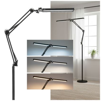 BRILAGI - LED himmennettävä joustava lattiavalaisin VARIO LED/14W/230V 3000-6000K 157 cm musta