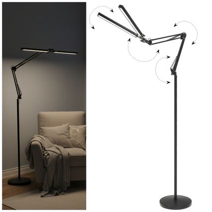 BRILAGI - LED himmennettävä joustava lattiavalaisin VARIO LED/14W/230V 3000-6000K 157 cm musta